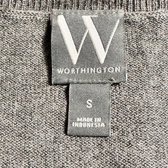 Worthington Womens V-Neck Sweater Size Small Gray Cotton Blend NWT Career Preppy - Picture 3 of 11